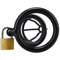 Черный стальной пояс верности мужской диаметр запорного кольца 4,5 см Черный стальной пояс верности мужской диаметр запорного кольца 4,5 см