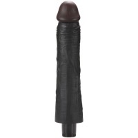 Реалистичный черный вибратор с рельефным стволом X-Men Vibrating Siliсone Cock 22 см