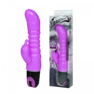 Фиолетовый вибратор для точки G с клиторальным стимулятором