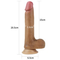Фаллоимитатор на присоске с мошонкой мулат Dual-Layered Liquid Silicone 21 см