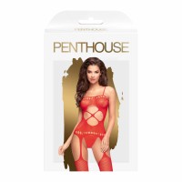 Пикантный красный боди-комбинезон с доступом Penthouse Hot Nightfall S/L