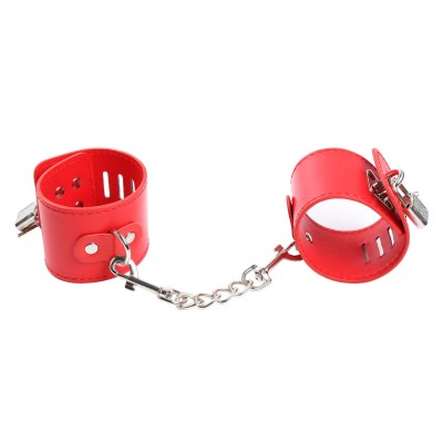 Бондажные наручники красного цвета с замочками Бондажные наручники красного цвета с замочками