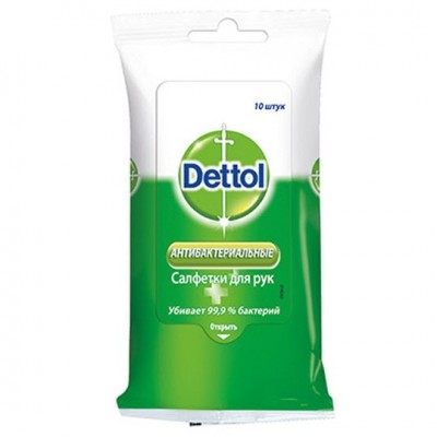 Влажные салфетки Dettol антибактериальные, 10 шт Влажные салфетки Dettol антибактериальные, 10 шт
