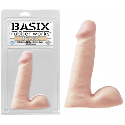 Фаллоимитатор с мошонкой Basix Rubber Works 6" Dong Flesh