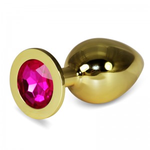 Анальная пробка Gold Fuchsia Rosebud L 