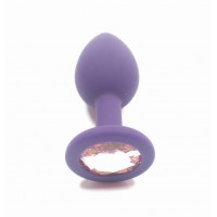 Анальная силиконовая пробка пурпурная с розовым кристаллом S Анальная силиконовая пробка пурпурная с розовым кристаллом S