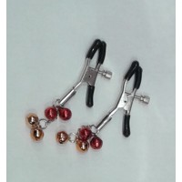 Зажимы для сосков с двойным бубенчиком красным