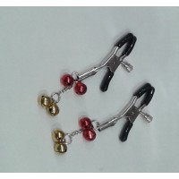 Зажимы для сосков с двойным бубенчиком красным