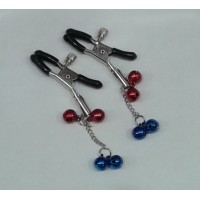 Зажимы для сосков с двойным бубенчиком красным