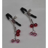 Зажимы для сосков с двойным бубенчиком розовым