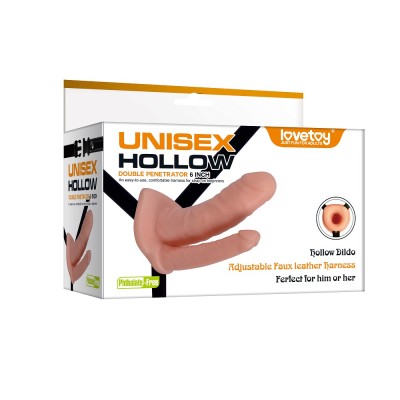 Страпон полый для двойного проникновения Unisex Hollow Double Penetrator