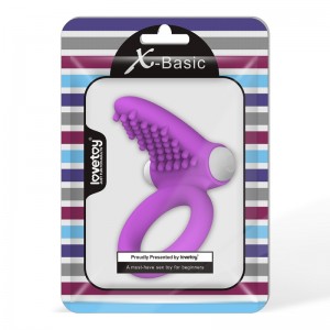 Виброкольцо X-Basic Tongue Silicone Cockring пурпурное