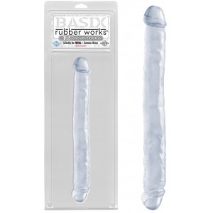 Двухсторонний фаллоимитатор Basix Rubber Works 12" Double Dong Clear
