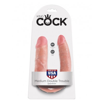 Двойной фаллоимитатор King Cock U-Shaped Medium Double Trouble Flesh