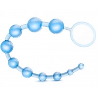 Голубые анальные бусы Jelly X-10