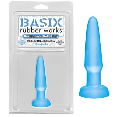 Анальная пробка Basix Rubber Works Beginners Butt Plug Blue