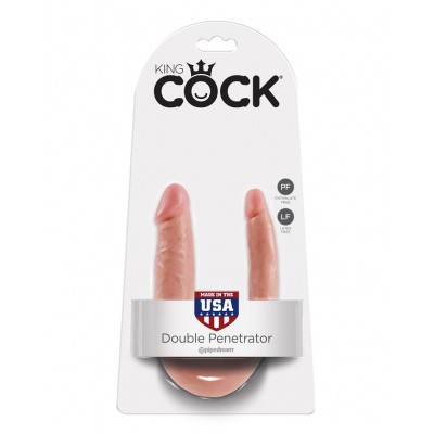 Двойной фаллоимитатор King Cock U-Shaped Small Double Trouble Flesh Двойной фаллоимитатор King Cock U-Shaped Small Double Trouble Flesh