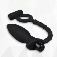 Анальная пробка с двойной вибрацией и кольцом на пенис Ass-Kicker Vibrating Plug Combo