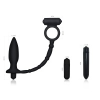 Анальная пробка с двойной вибрацией и кольцом на пенис Ass-Kicker Vibrating Plug Combo