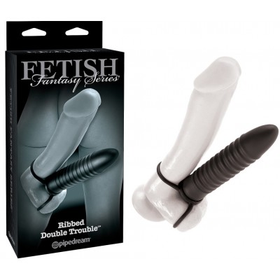 Насадка для двойного проникновения FFLE Ribbed Double Trouble Black