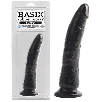 Фаллоимитатор на присоске Basix Rubber Works Slim 7" with Suction Cup Black