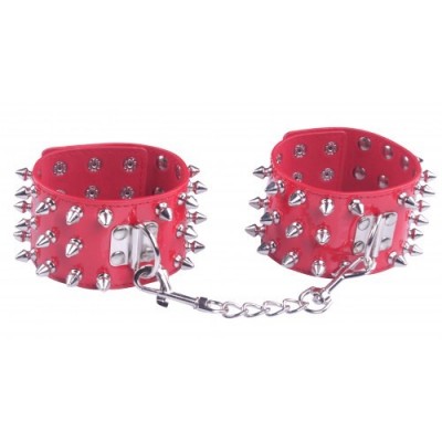 Наручники БДСМ красные с шипами