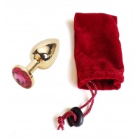 Анальная пробка Anal Jewelry Plug Gold Fuchsia S