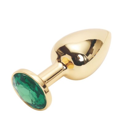 Анальная пробка Anal Jewelry Plug Gold Green S