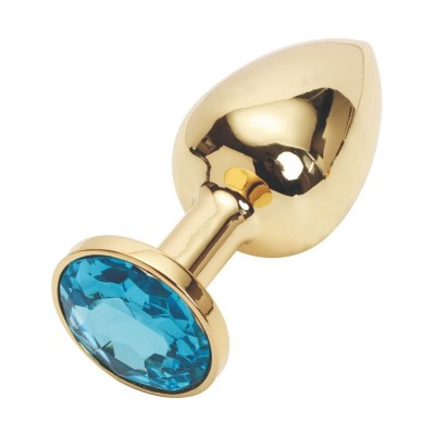 Анальная пробка Anal Jewelry Plug Gold Light Blue S