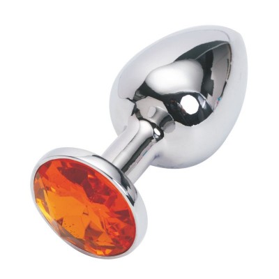 Анальная пробка Anal Jewelry Plug Silver Orange S Анальная пробка Anal Jewelry Plug Silver Orange S