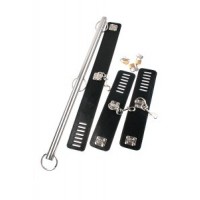 Бондажная распорка чёрный ошейник и наручники