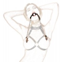 Кляп-кольцо с зажимами для сосков