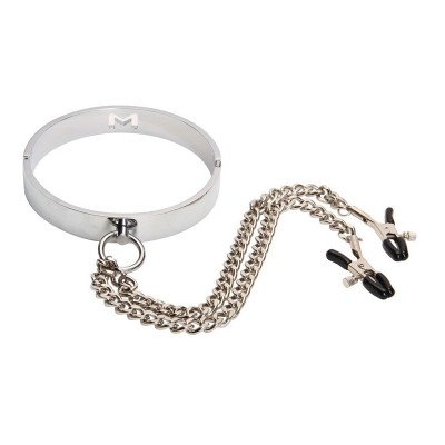 Ошейник женский стальной с зажимами для сосков