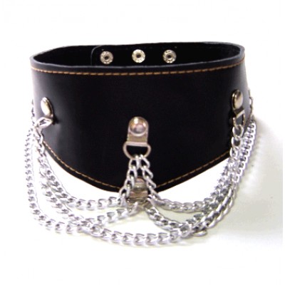 Ошейник БДСМ чёрный с цепочками Ошейник БДСМ чёрный с цепочками