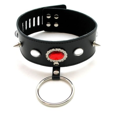 Ошейник БДСМ чёрный с кристаллами и замком Ошейник БДСМ чёрный с кристаллами и замком