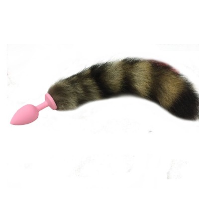 Анальная пробка с хвостиком светло-розовая Анальная пробка с хвостиком светло-розовая