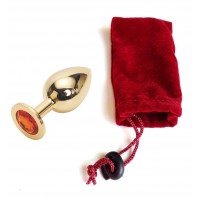 Анальная пробка Anal Jewelry Plug Gold Orange M Анальная пробка Anal Jewelry Plug Gold Orange M