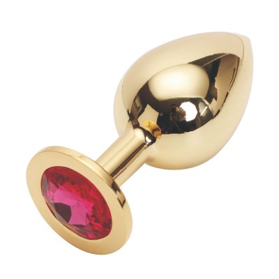 Анальная пробка Anal Jewelry Plug Gold Fuchsia M