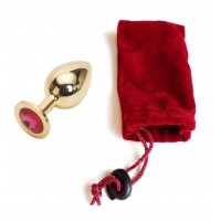Анальная пробка Anal Jewelry Plug Gold Fuchsia M