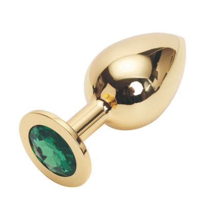 Анальная пробка Anal Jewelry Plug Gold Green L