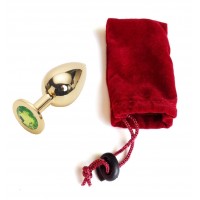 Анальная пробка Anal Jewelry Plug Gold Light Green M