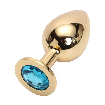 Анальная пробка Anal Jewelry Plug Gold Light Blue M Анальная пробка Anal Jewelry Plug Gold Light Blue M