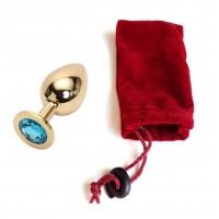 Анальная пробка Anal Jewelry Plug Gold Light Blue M Анальная пробка Anal Jewelry Plug Gold Light Blue M