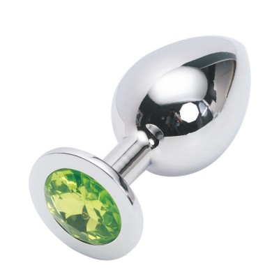 Анальная пробка Anal Jewelry Plug Silver Light Green M