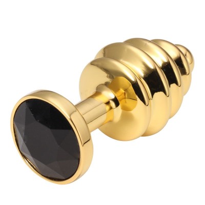 Анальная пробка рельефная Gold Relief Black S