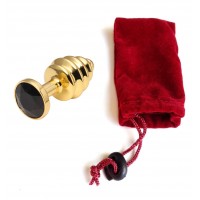 Анальная пробка рельефная Gold Relief Black S