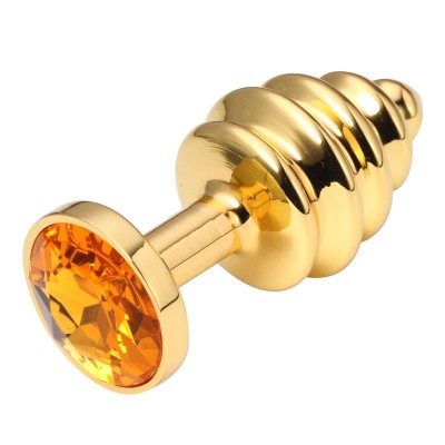 Анальная пробка рельефная Gold Relief Orange S