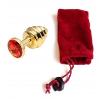 Анальная пробка рельефная Gold Relief Ruby S