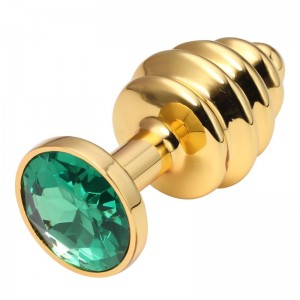 Анальная пробка рельефная Gold Relief Green S