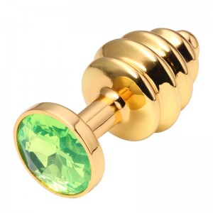Анальная пробка рельефная Gold Relief Light Green S